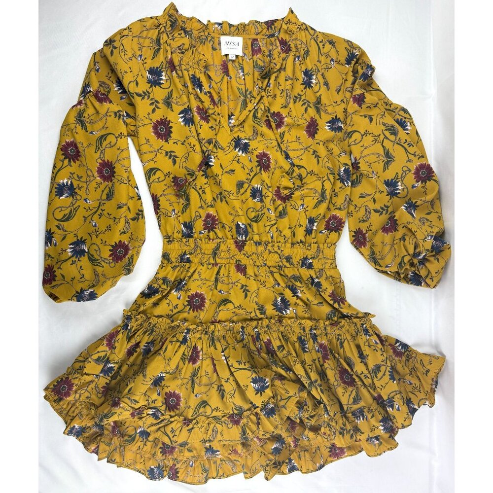 Misa Los Angeles, Lorena Dress Yellow Floral Boho Chic Medium Orig. $329 - Picture 2 of 10